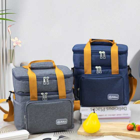 in stock wholesale lunch bag 17L refrigerated lunch box bag expandable double layer lunch bag leak proof portable insulation bag