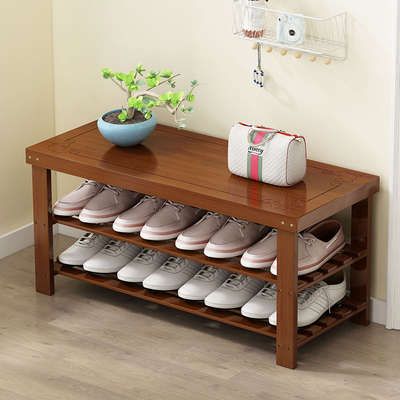 Two-layer Two-layer Cheap Log Outdoor Outside Shoe Cabinet Household Door Shoe Rack Simple Dustproof Shoe Changing Stool Economical