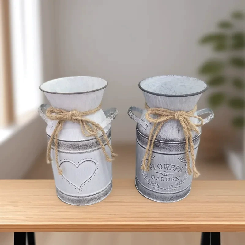 Винтажное декоративное Оловянное ведро в европейском стиле, старое железное ведро для цветов, цветочный горшок, сушеные цветы, декоративные украшения для дома