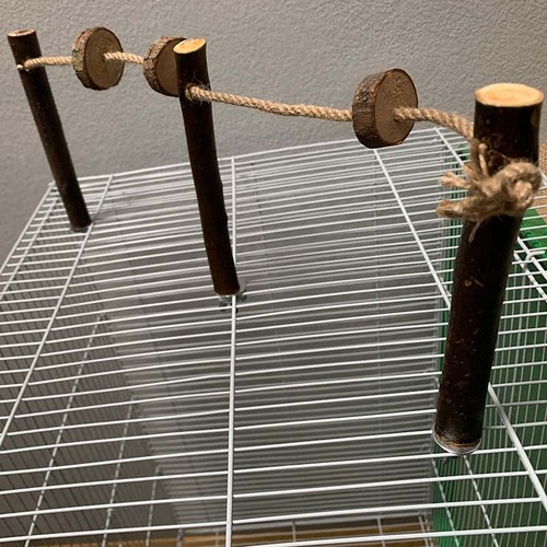 Parrot biting toy bird toy wooden stand with rope ladder