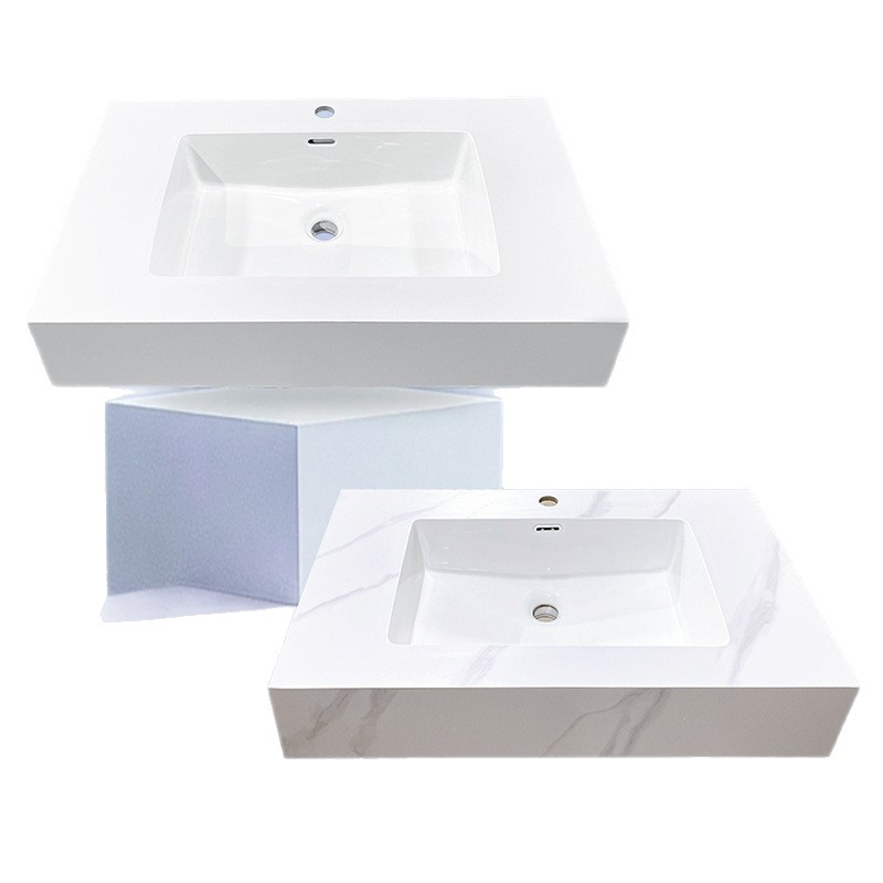 gabinete de baño de ingeniería de hotel de tabla de roca personalizado doble capa sin costura integral lavabo lavabo lavabo gabinete de baño inteligente combinación