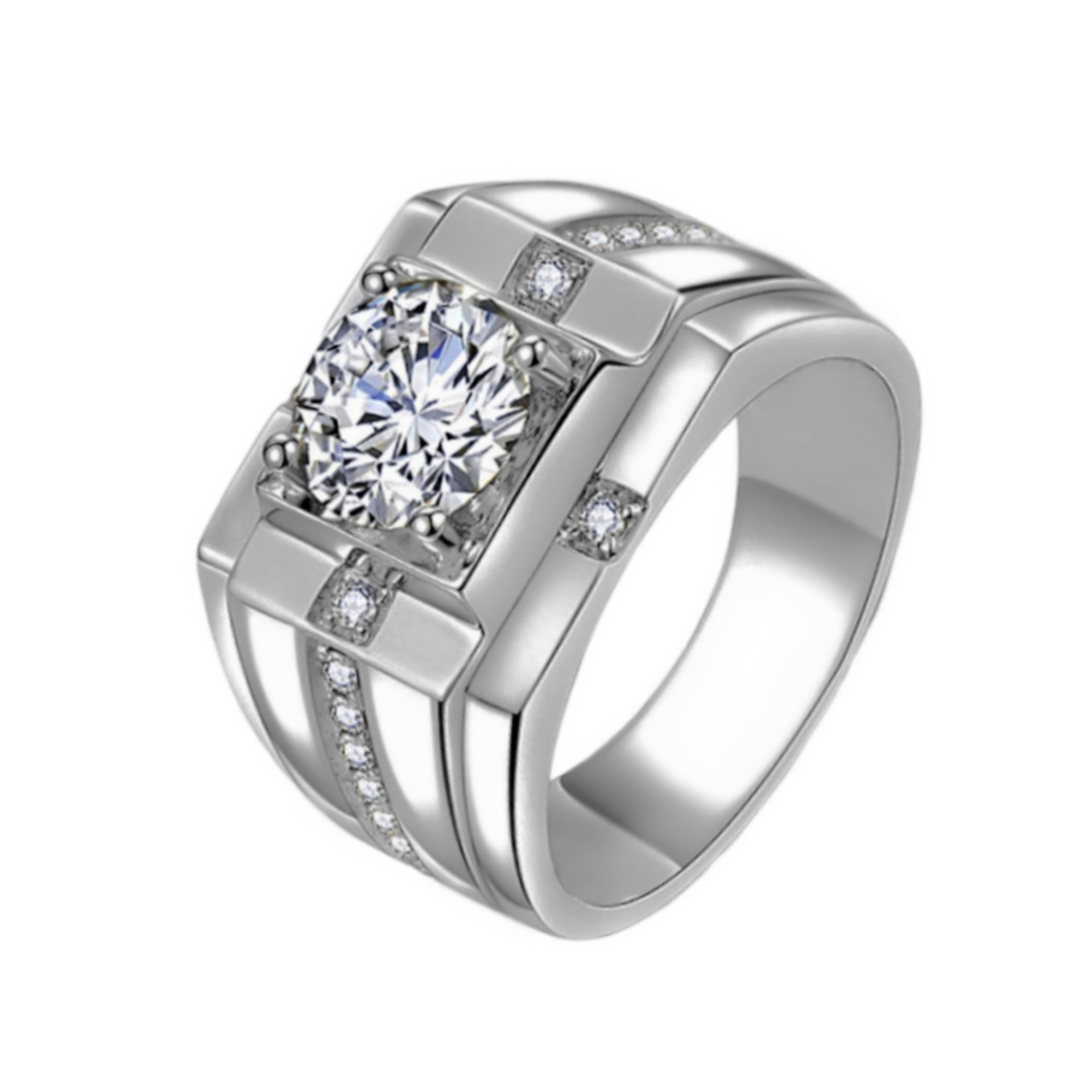 Klassischer Diamantring mit hohem Kohlenstoffgehalt und hohem Diamantring für Herren, dominanter Ehering aus Moissanitgold_voghion.com