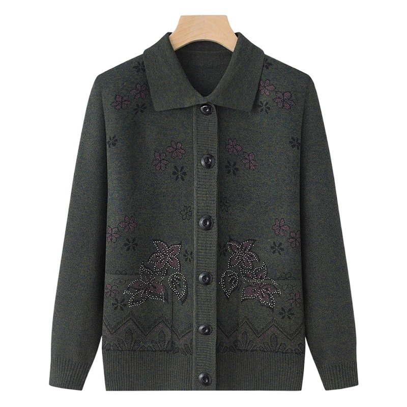 Весенний свитер для женщин среднего и пожилого возраста, весенне-осенний кардиган для жены матери, тонкое Свободное пальто для бабушки 70 лет, 80 лет