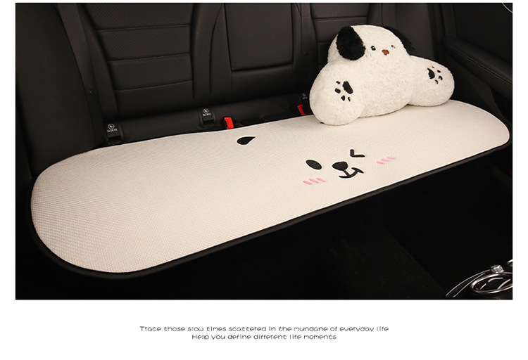 Car Seat Cushion Bear Cartoon Four-Season Universal Non-Slip Anti-Dirt Linen Seat Cover Protective Cover Full-Cover Linen Cartoon
