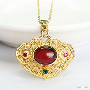 Xinyu Natural Amber Pendant Blood Pepper Ruyi Pendant Necklace Vintage Jewelry Wholesale HP4071201L