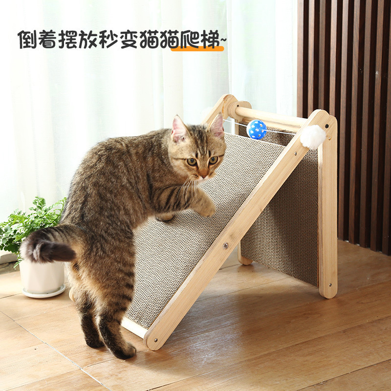 大型折りたたみL字型猫スクラッチボード垂直爪研削耐摩耗性非脱落猫爪ボード段ボール猫のおもちゃ|undefined