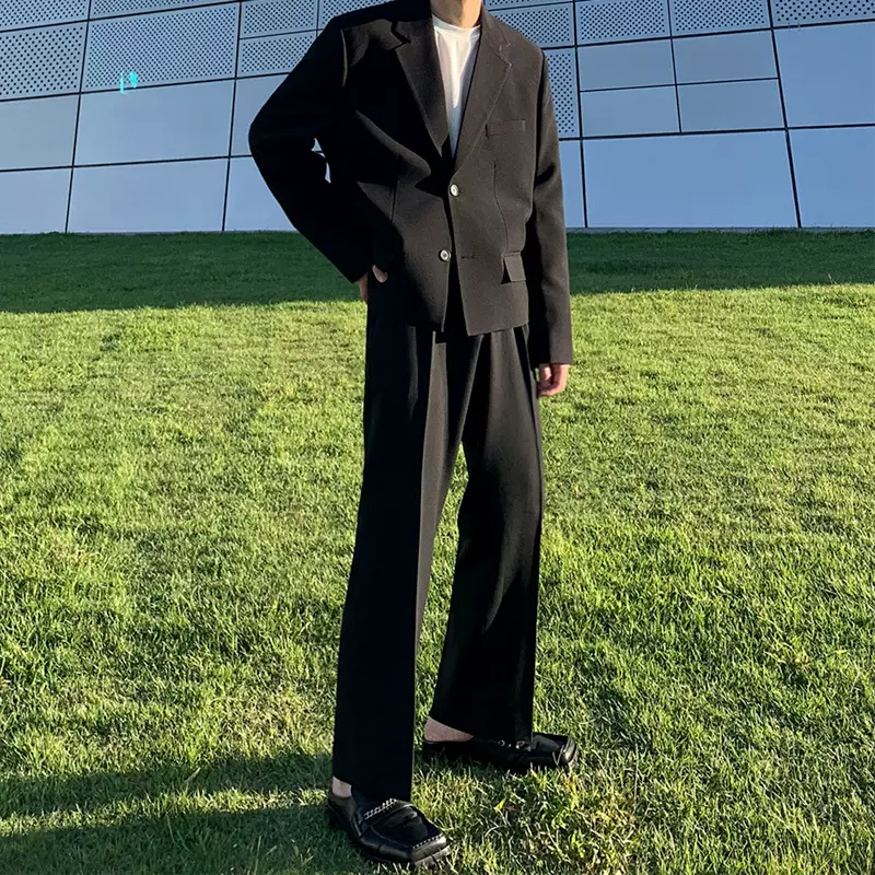 MYQ短款设计西装外套男韩版潮流dk制服宽松小西服休闲痞帅外套