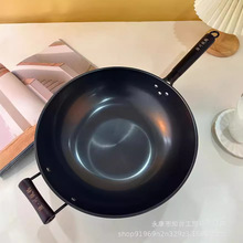 厂家批发陆川铁锅持久防锈不易粘健康零涂层电磁炉灶具通用炒菜锅