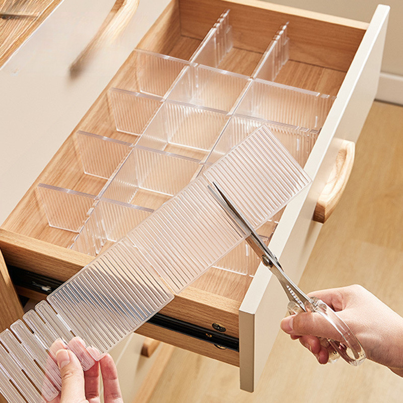 Drawer Storage Dividers, Plastic Partition Boards, Freely Combinable and Adjustable Boards for Organizing Underwear and Socks