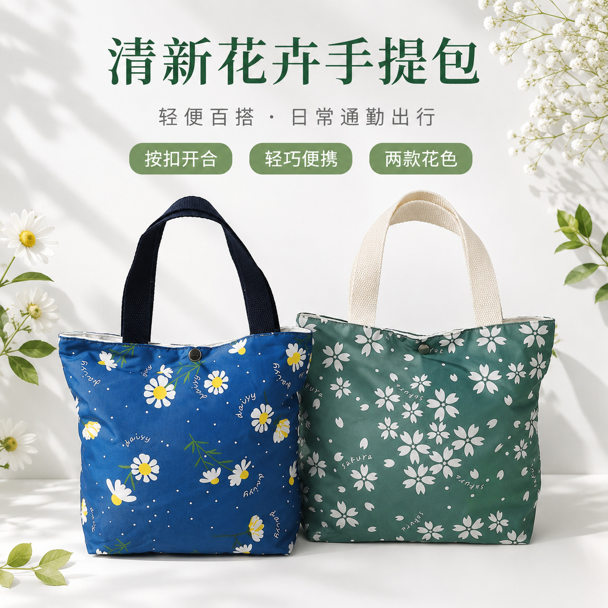 厂家定制花布手提袋 帆布袋日韩系迷你小巧购物袋化妆包袋