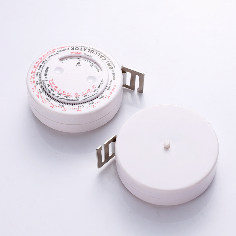 厂家批发优质1.5M健康指数腰围尺MBI大圆水滴形自动伸缩软三围尺