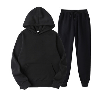 2024 Men's Spring and Autumn Solid Color Suit Hooded Sweater Suit Fashionable Casual Sports Two-piece Suit