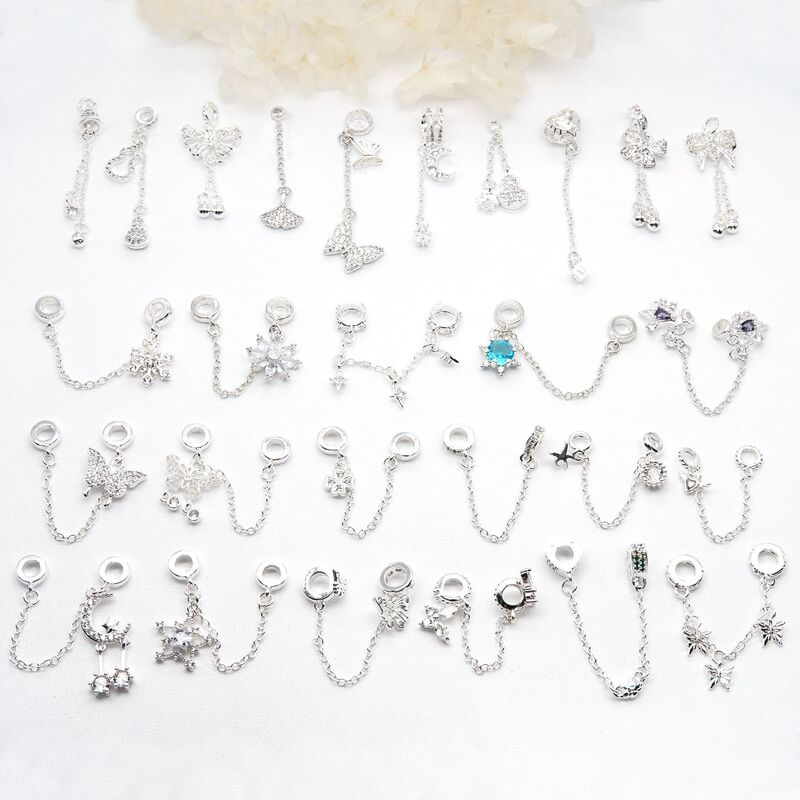 Silver-Plated Copper Crystal Bracelet with Daisy Safety Chain Pendant, Tassel Butterfly Spacer Bead Bracelet DIY Jewelry Accessories Silver-Plated Copper Crystal Bracelet with Daisy Safety Chain Pendant, Tassel Butterfly Spacer Bead Bracelet DIY Jewelry Accessories