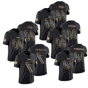Steelers Steelers # 90 Watt 30 Conner 55 Bush 19 Black Gold Version Rugby Jersey
