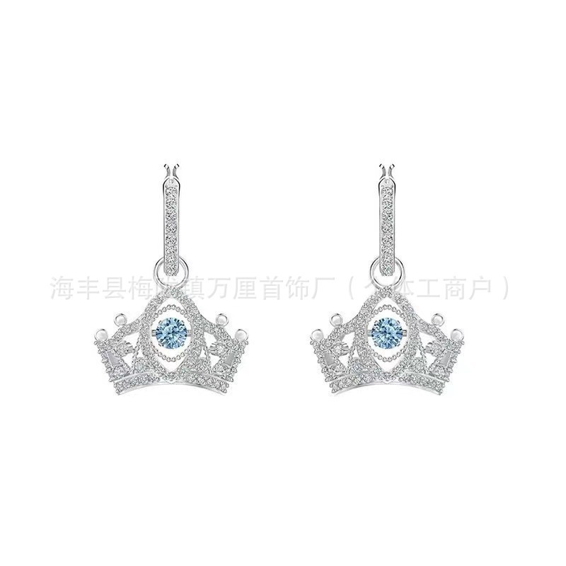 施华洛水晶世奇灵动天鹅跳动的心耳环施家高版本恶魔之眼耳钉女|undefined