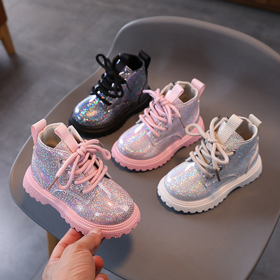 Martens, осенние модные детские глянцевые универсальные короткие сапоги, 2024 года, тренд сезона, в корейском стиле, мягкая подошва
