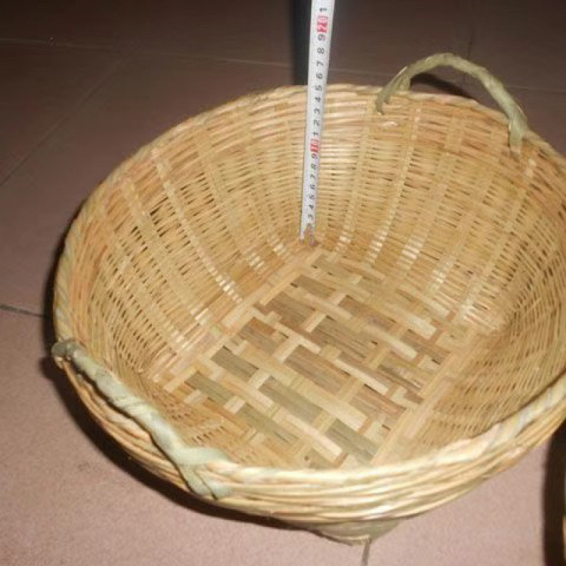 竹编箩筐竹筐竹篮子圆形大号淘米箩筐水果筐粮食筐喜事箩筐收纳筐|undefined