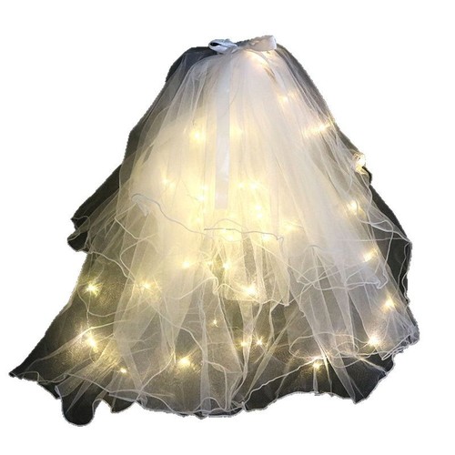 2025 Glowing Headscarf Double Layer Night Market Photo Accessories Bridal Proposal Marriage License Headwear