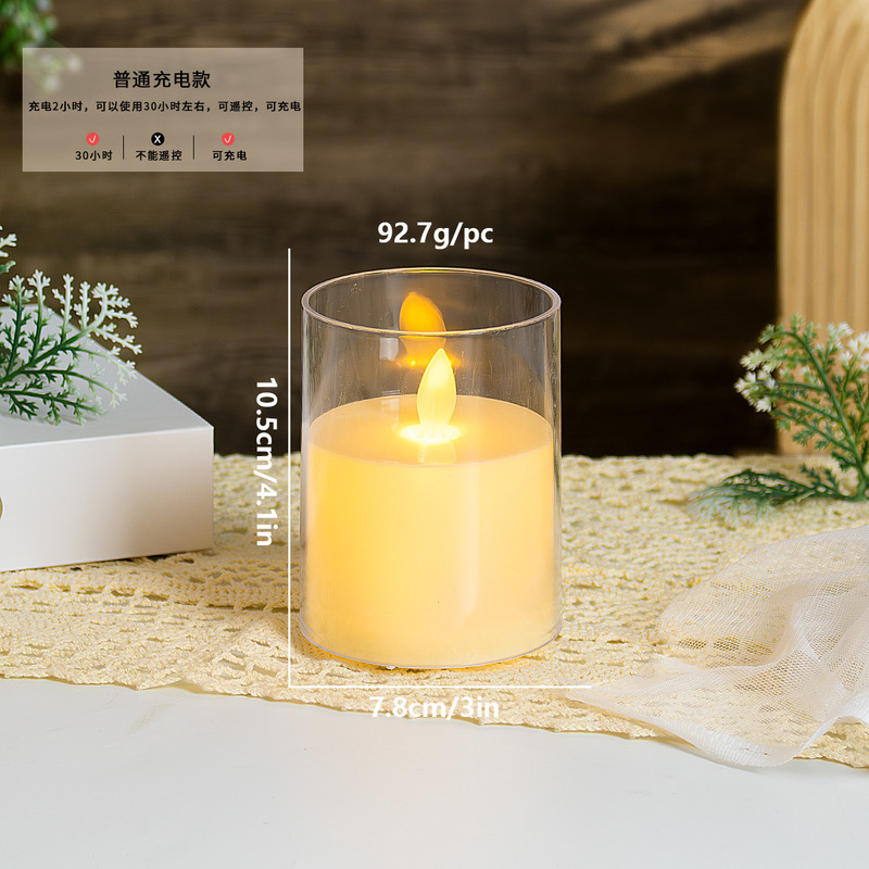 アクリル充電式リモコン LED 電子キャンドルライト結婚式無煙雰囲気ライトホリデーパーティーコンサートレイアウト|undefined