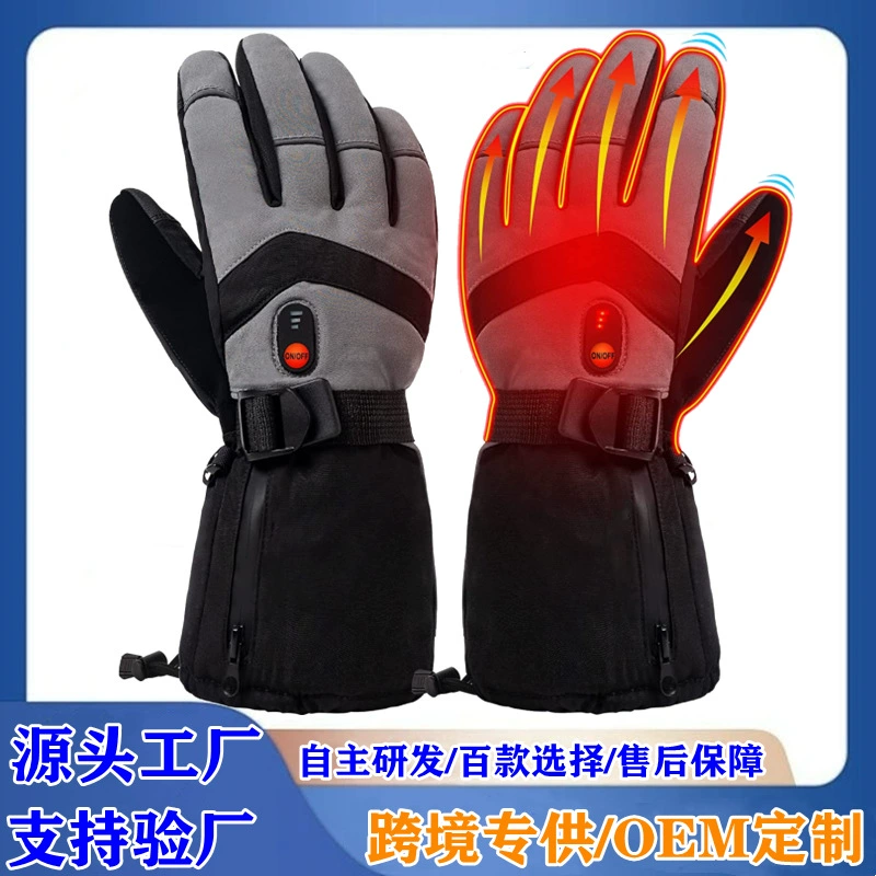 Эксклюзивная трансграничная поставка перчаток с подогревом 7,4 В с полным сенсорным экраном для пяти пальцев, электрических перчаток с подогревом для катания на лыжах и велосипеде на открытом воздухе.