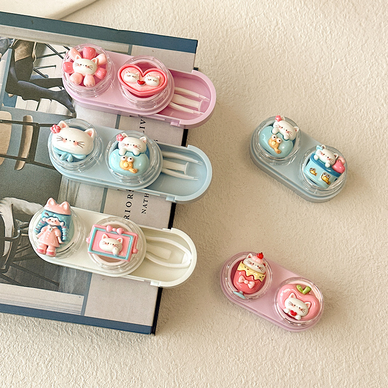 Cute Contact Lens Box Portable Drawer Type Beauty Pupil Box Cartoon Cat Care Box Small Companion Box CT46 Cute Contact Lens Box Portable Drawer Type Beauty Pupil Box Cartoon Cat Care Box Small Companion Box CT46
