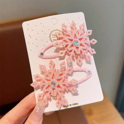 Korean style children's hairpin Elsa Princess hair accessories Frozen snowflake hairpin girls side clip little girl clip