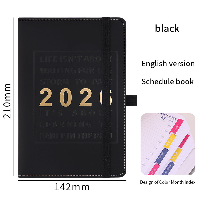 Plan transfronterizo exclusivo para 2025 Versión en inglés Libro de horarios a5 Cuaderno Libro de calendario de superficie dura Manual de eficiencia