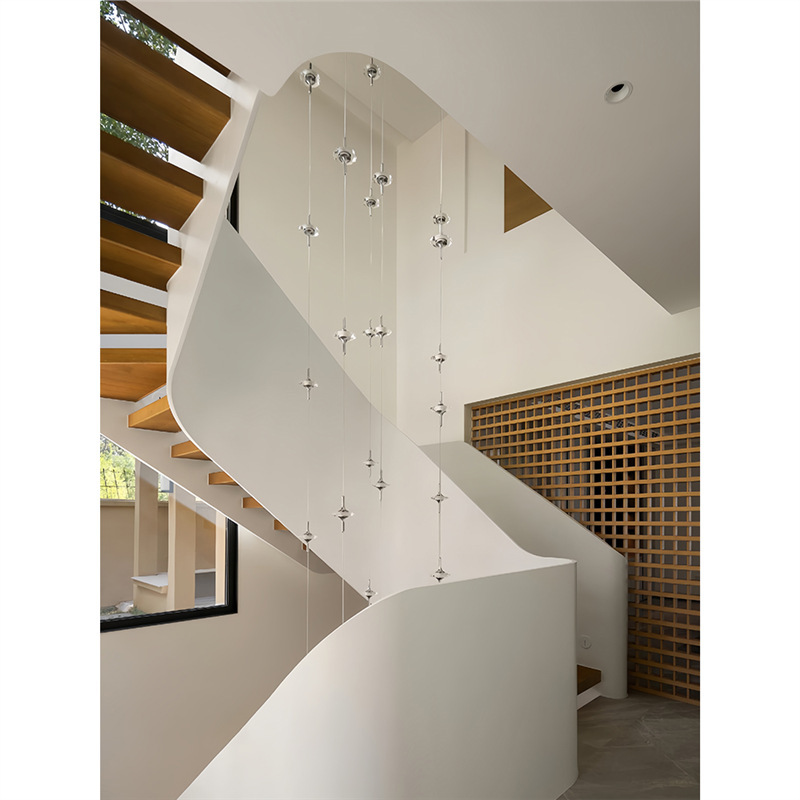 Staircase Chandelier, Small Duplex, Italian Minimalist High-End Loft, Multi-Head Crystal Chandelier for Bedside and Dining Room Staircase Chandelier, Small Duplex, Italian Minimalist High-End Loft, Multi-Head Crystal Chandelier for Bedside and Dining Room