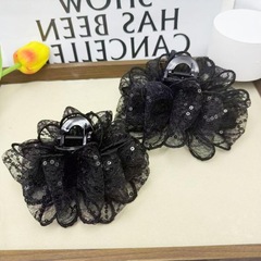 法式少女温柔米色蕾丝蝴蝶结抓夹女高级百搭夹子头饰后脑勺鲨鱼夹