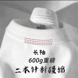 600g重磅竹节棉T恤男新疆长绒加厚日系长袖三本针高克重批发嘻哈