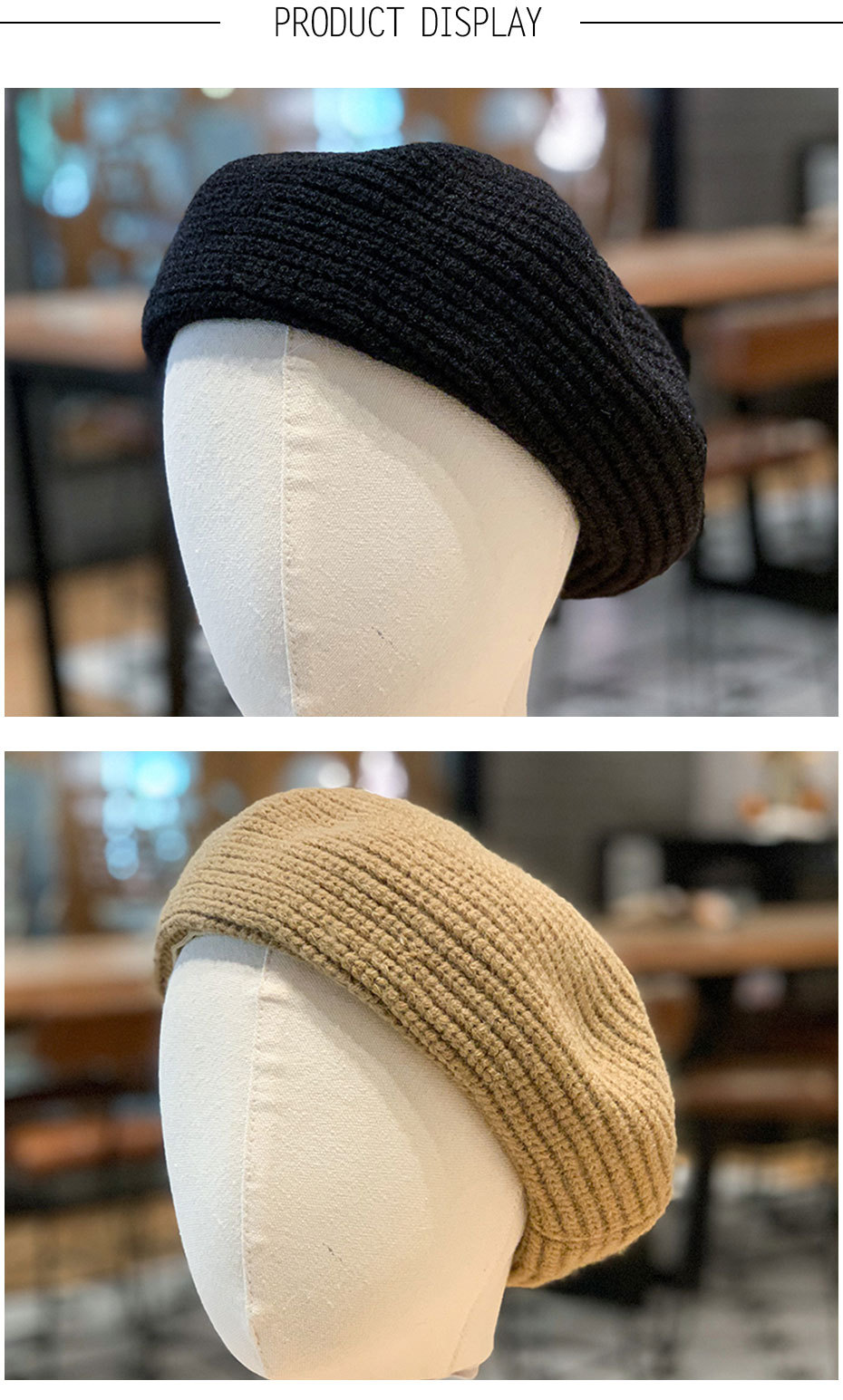 Nova moda boina feminina britânica outono/inverno coreano versátil chapéu quente_voghion.com