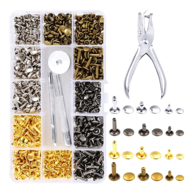 Double-sided rivet rivet leather luggage clothing metal decoration double-sided rivet female buckle suit + tools