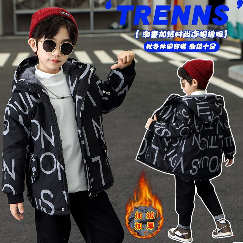 男童外套2025新款秋冬加绒加厚中小童棉袄儿童棉服韩版派克服洋气