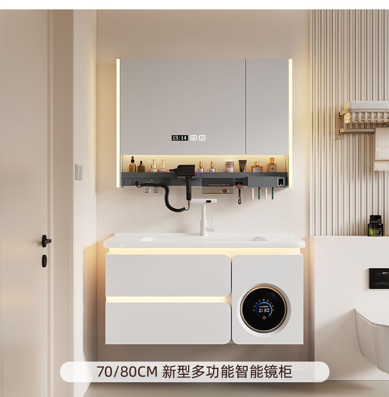 Bathroom cabinet, washing machine combination, hand washing ceramic integrated bathroom washbasin, multi-functional washbasin, new style for washing and grooming undefined