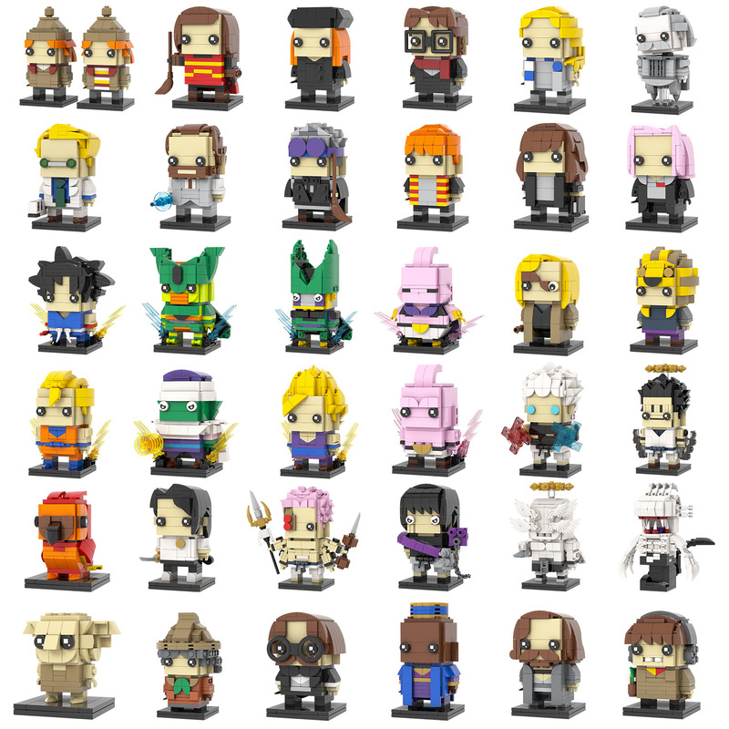 Chinese Building Blocks Creative Moc Series Square Head Model Building Block Ornaments Phoenix Fox Dobby Building Blocks