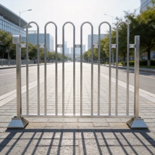 市政道路不锈钢隔离护栏U型人行道防护栏杆城市交通分流护栏工厂