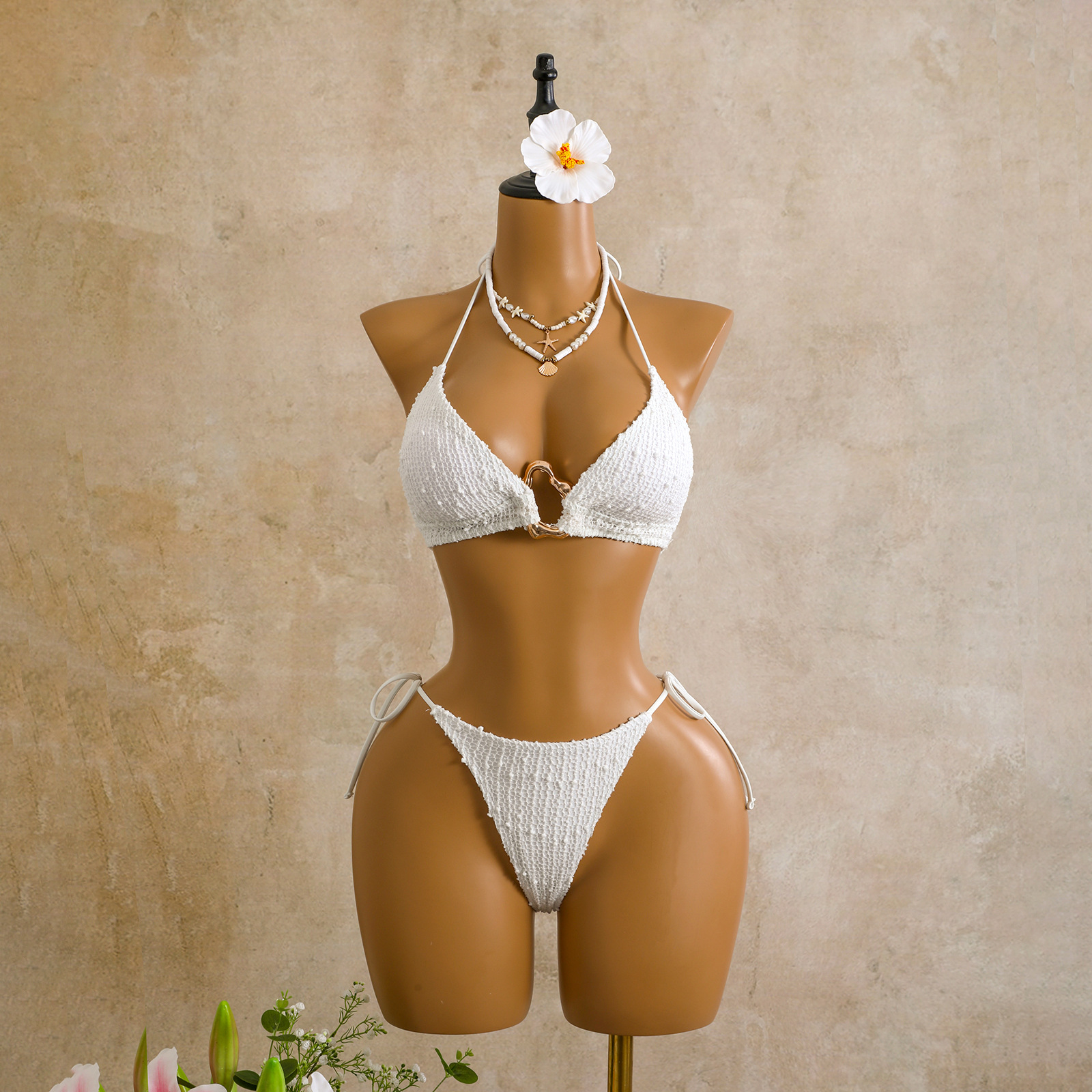 Women's Three Piece Sequin Mesh Swimsuit With Long Sleeves_voghion.com