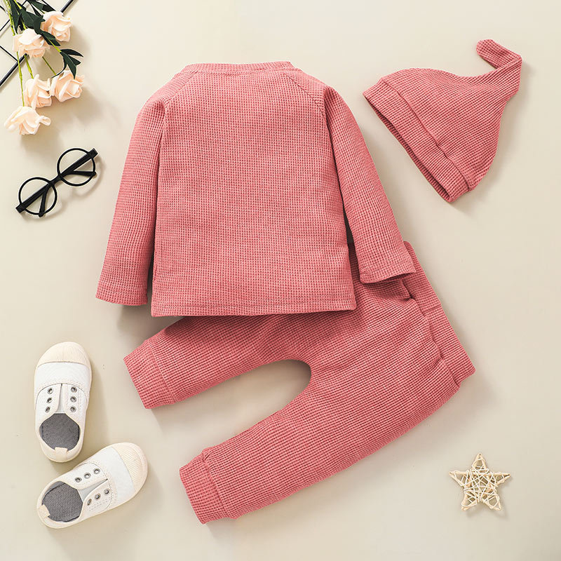 Mädchen Freizeit Pullover Hose Anzug Mode Baby Einfarbige Rundhals Ausschnitt Hose Zweiteilige Kinder Kleidung display picture 1