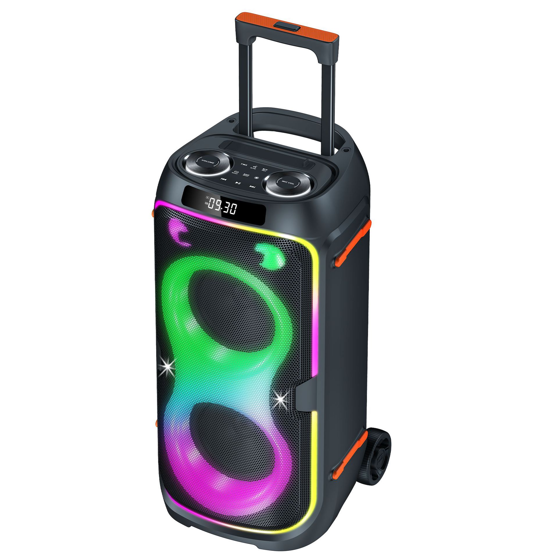 Dual altavoces RGB luz de color barra de tracción de sonido altavoz Bluetooth de alta potencia al aire libre danza cuadrada K canción sonido móvil