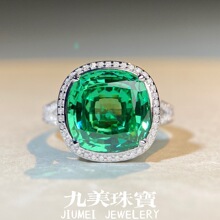原创设计S925纯银戒指女帕拉伊巴绿高碳钻10克拉欧美锆石戒指批发