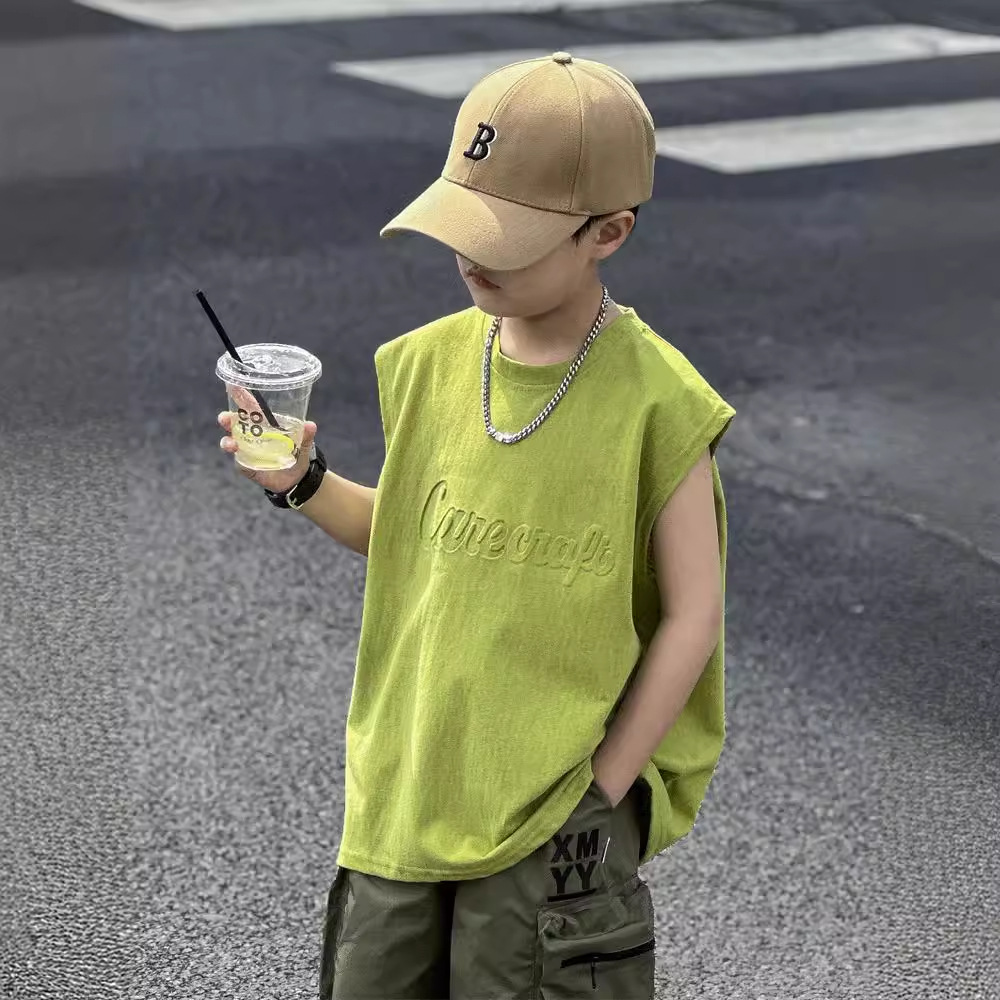 Panda Yuanyuan 2025 Summer Boys' Vest, Class A Pure Cotton, Huzhou Zhili Children's Clothing, Sleeveless T-shirt/Vest