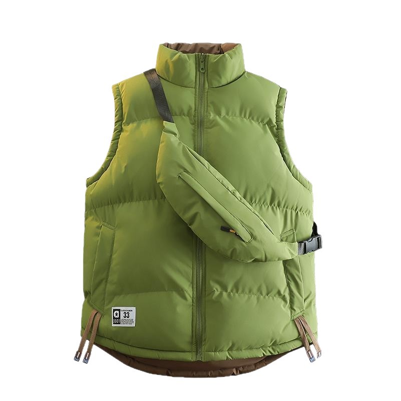 2025 invierno nuevo chaleco de algodón de cuello vertical, moda para hombres y mujeres con chaleco caliente, chaleco de moda, bolsa de regalo