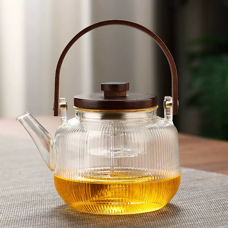 高硼硅防爆玻璃煮茶壶家用耐高温蒸煮一体防烫提梁壶围炉茶具烧水