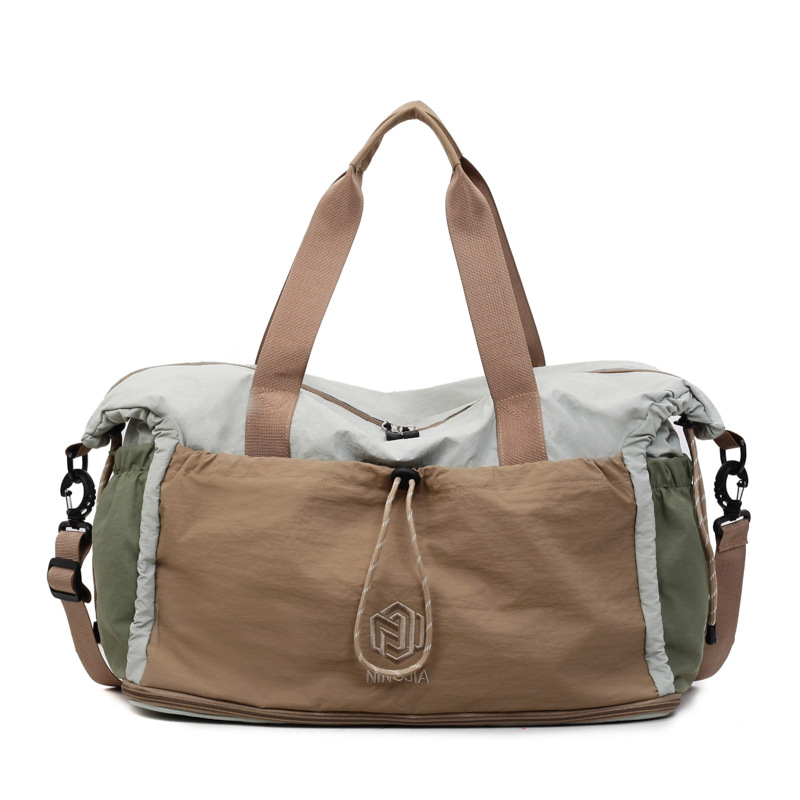 Bolsa de viaje corto, bolsa de fitness ligera transpirable para mujeres, separación seca y húmeda, movimiento de gran capacidad, mochila de hombro.