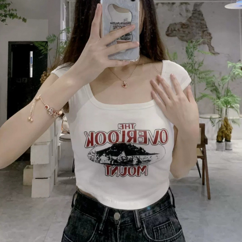 Diseño puro deseo de letra impresa chaleco de cabina nueva chica caliente delgada y delgada ropa interior de espalda pequeña