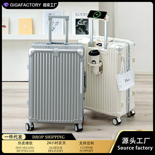 2024 Widened and Thickeneded Large-Capacity Suitcase Women's Boarding Trolley Suitcase Men's Checked Luggage Suitcase