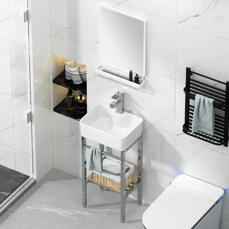 Wholesale small studio wall-mounted washbasin balcony bathroom ceramic sink floor-mounted rental house sink