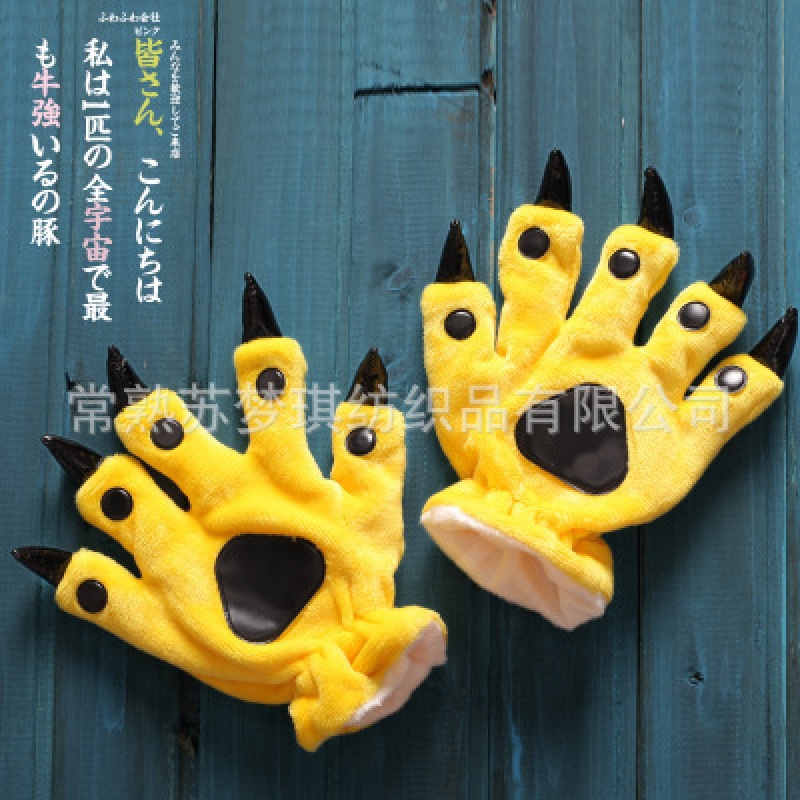 Super suave terciopelo animal inicio garra zapatos hombres y mujeres pareja pata de invierno Zapatillas de algodón bolsa de zapatos de tacón azul verde venta al por mayor