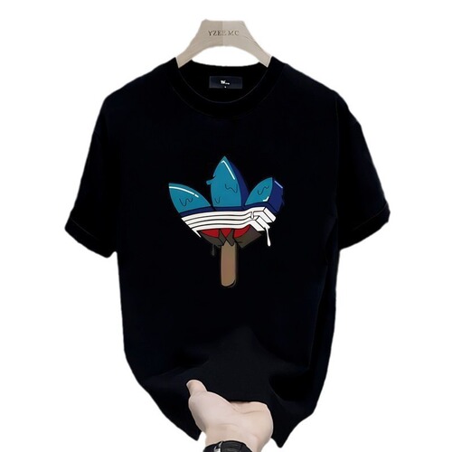 Summer new style short-sleeved t-shirt, men's American heavy-weight fashion brand, couples's half-sleeve top, loose casual round-collar base shirt