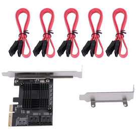1套 图片色 塑料＋金属 PCIe SATA 卡 5 端口，PCI-E转SATA扩展卡